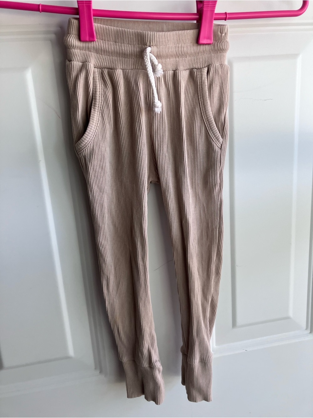 Mebie Baby organic cotton tan ribbed pants 2T